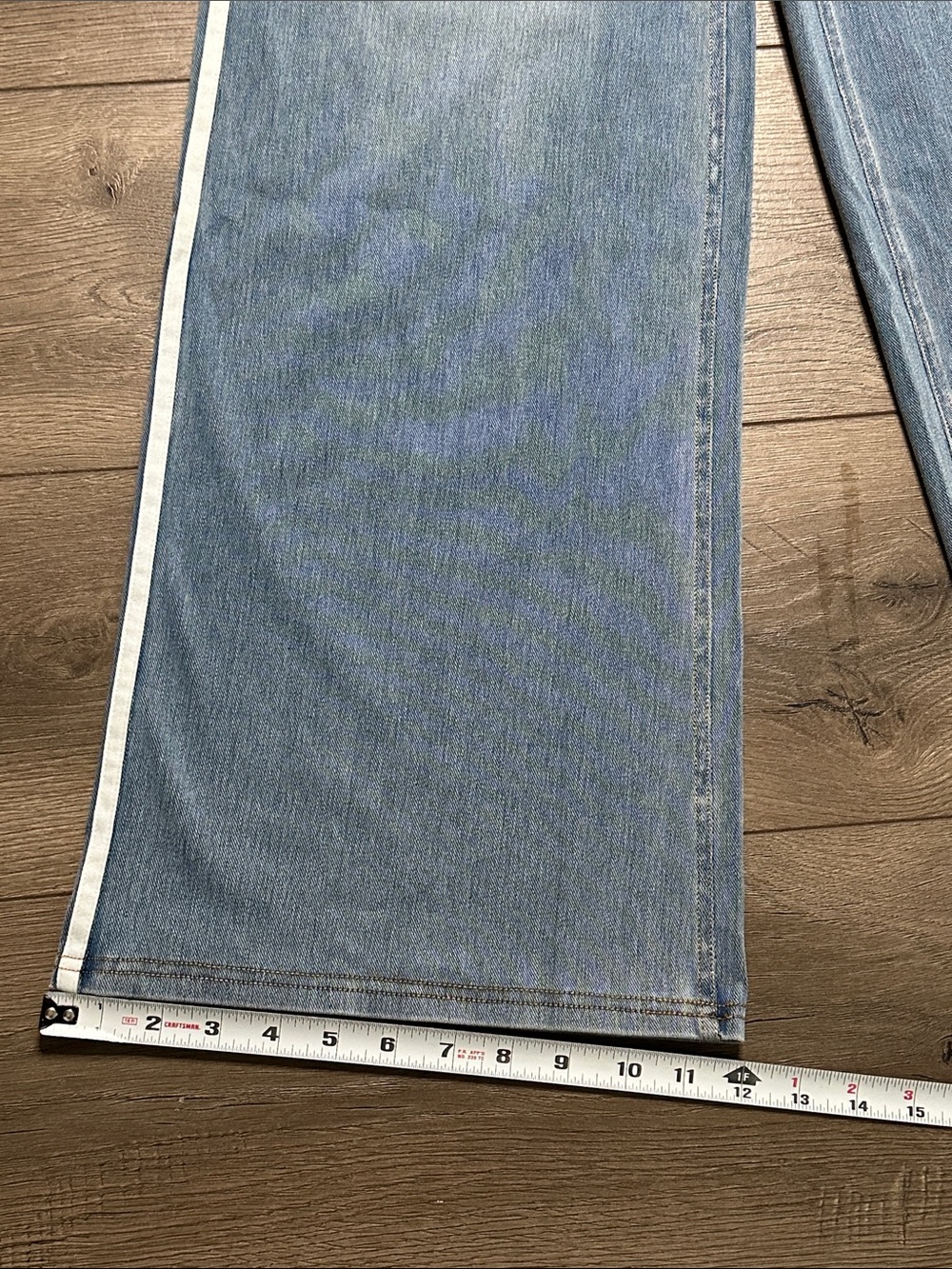 Halara Flex High Waisted Stripe Wide Leg Flowy Washed Casual Jeans Blue XS Tall - Picture 13 of 14